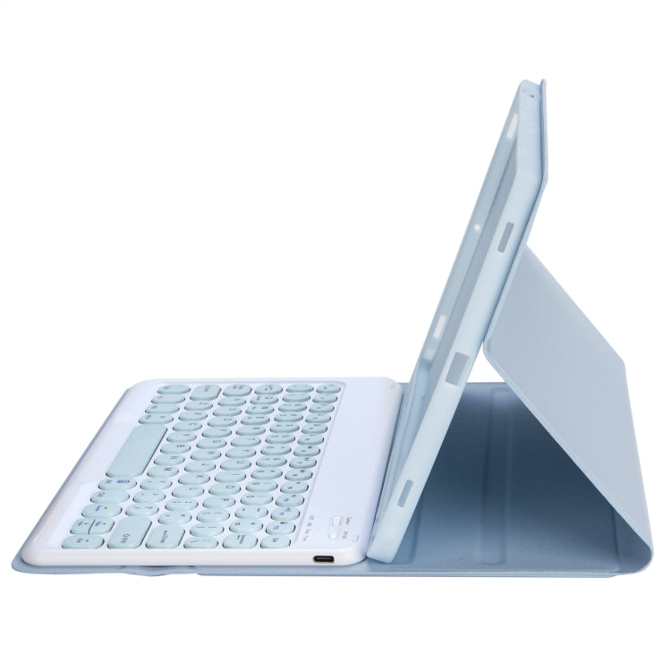 YT11B Detachable Candy Color Skin Feel Texture Round Keycap Bluetooth Keyboard Leather Case For iPad Air 4 2020 / Air 5 2022 / Pro 11 inch 2022 / 2021 / 2020 / 2018(White Ice), For iPad Air 11 2024 / 2025 / Air 2020 10.9                                ...
