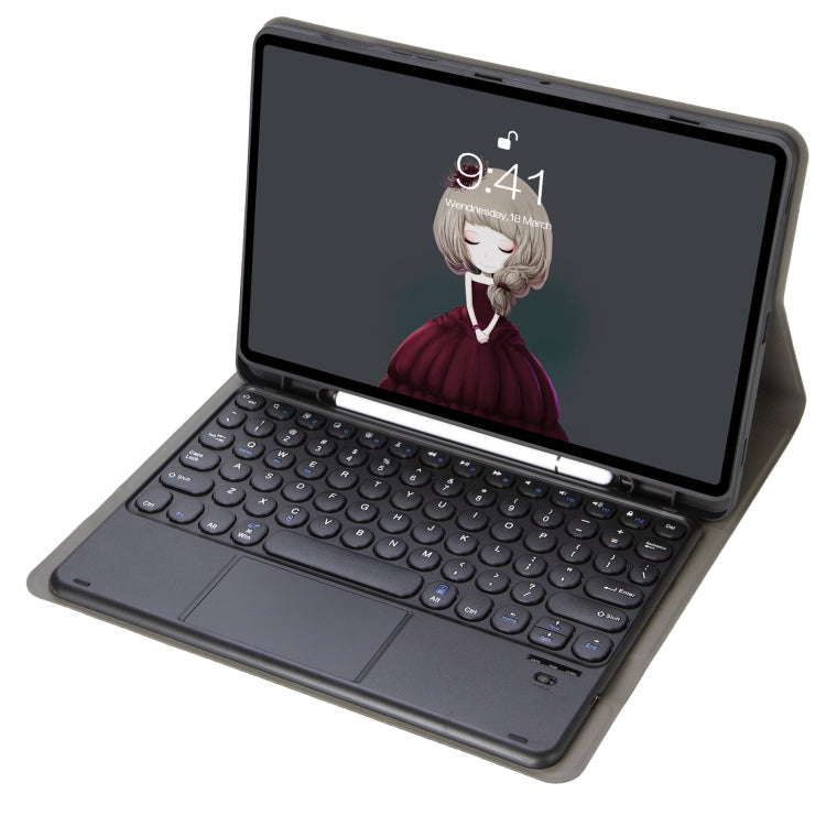 YA098B-A Detachable Lambskin Texture Round Keycap Bluetooth Keyboard Leather Case with Touch Control & Pen Slot & Stand, For iPad Air 5 / 4 10.9 inch 2020 / Pro 11 inch 2020 / 2018, For iPad 10.2 (2020) & (2019) / Air 3 10.5 inch / Pro 10.5 inch       ...