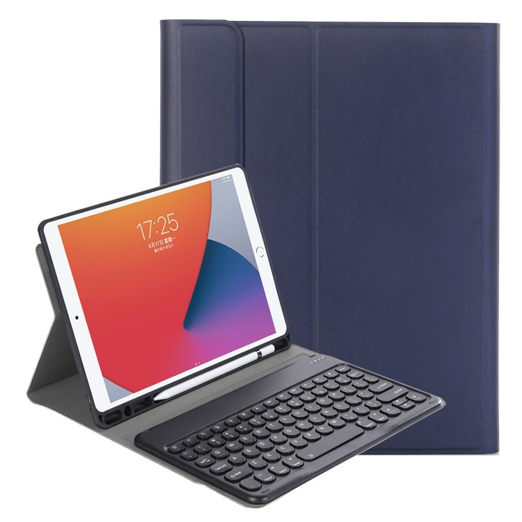 YA098B Detachable Lambskin Texture Round Keycap Bluetooth Keyboard Leather Case with Pen Slot & Stand, For iPad Air 5 / 4 10.9 inch 2020 / Pro 11 inch 2020 / 2018, For iPad 10.2 (2020) & (2019) / Air 3 10.5 inch / Pro 10.5 inch                         ...