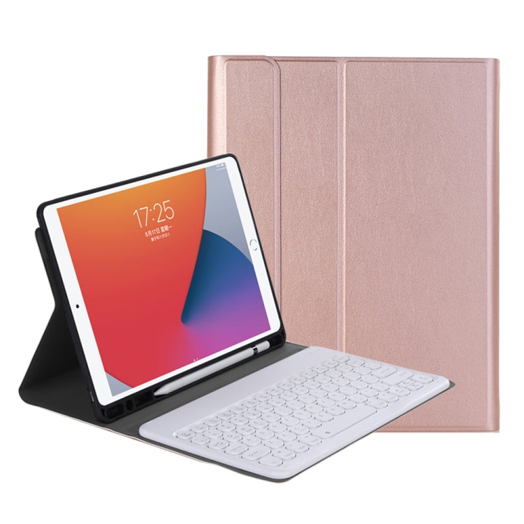 YA098B Detachable Lambskin Texture Round Keycap Bluetooth Keyboard Leather Case with Pen Slot & Stand, For iPad Air 5 / 4 10.9 inch 2020 / Pro 11 inch 2020 / 2018, For iPad 10.2 (2020) & (2019) / Air 3 10.5 inch / Pro 10.5 inch                         ...