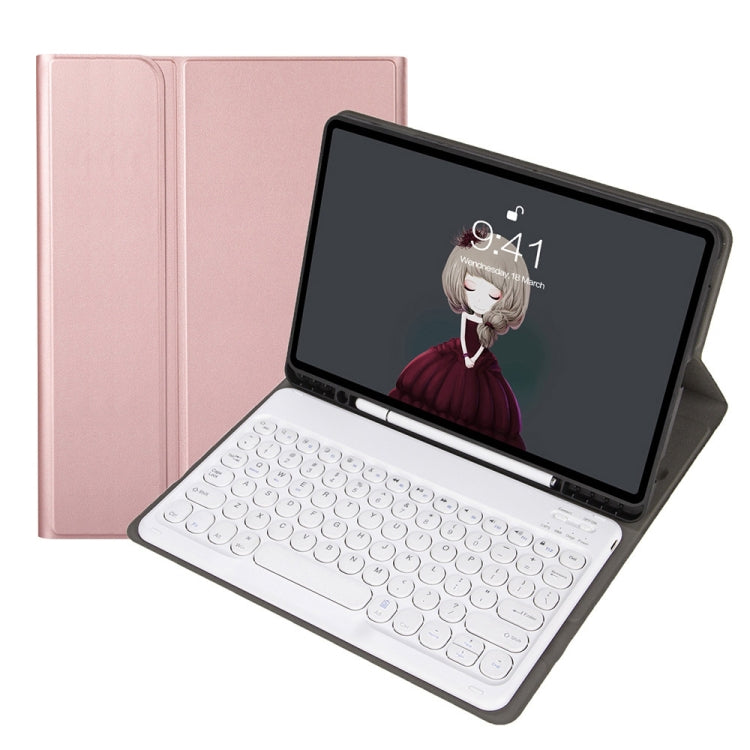 YA098B Detachable Lambskin Texture Round Keycap Bluetooth Keyboard Leather Case with Pen Slot & Stand, For iPad Air 5 / 4 10.9 inch 2020 / Pro 11 inch 2020 / 2018, For iPad 10.2 (2020) & (2019) / Air 3 10.5 inch / Pro 10.5 inch                         ...