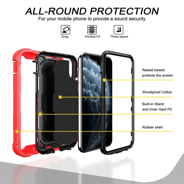 PC + Rubber 3-layers Shockproof Protective Case with Rotating Holder, For iPhone 11 Pro, For iPhone 11 Pro Max
