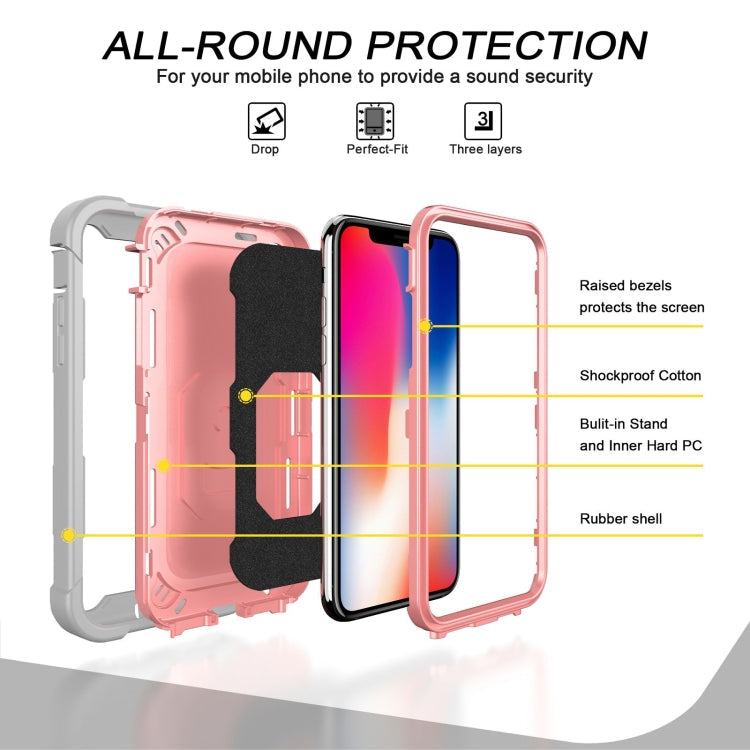 PC + Rubber 3-layers Shockproof Protective Case with Rotating Holder, For iPhone SE 2022 / SE 2020 / 8 / 7, For iPhone XS / X