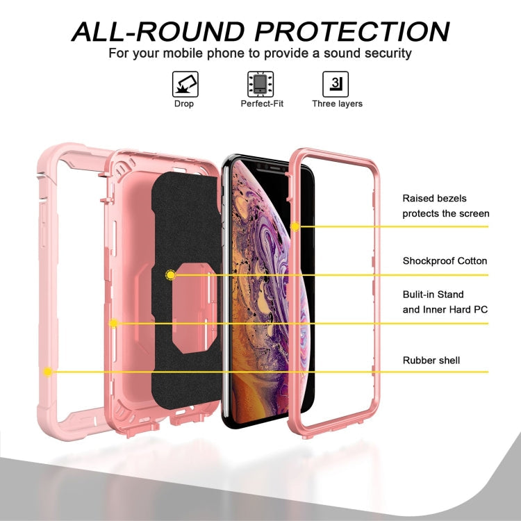 PC + Rubber 3-layers Shockproof Protective Case with Rotating Holder, For iPhone XR, For iPhone XS Max