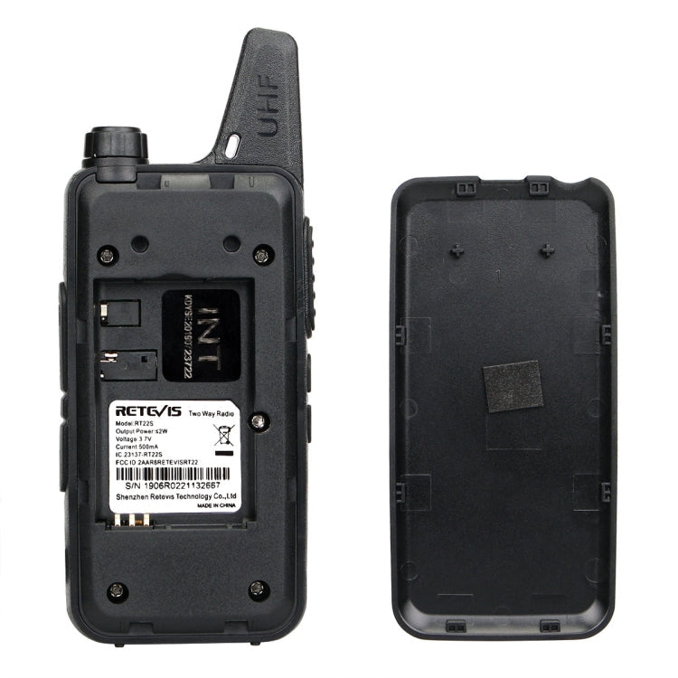 1 Pair RETEVIS RT22S US Frequency 22CHS FRS License-free Two Way Radio Handheld Walkie Talkie, US Plug, RT22S
