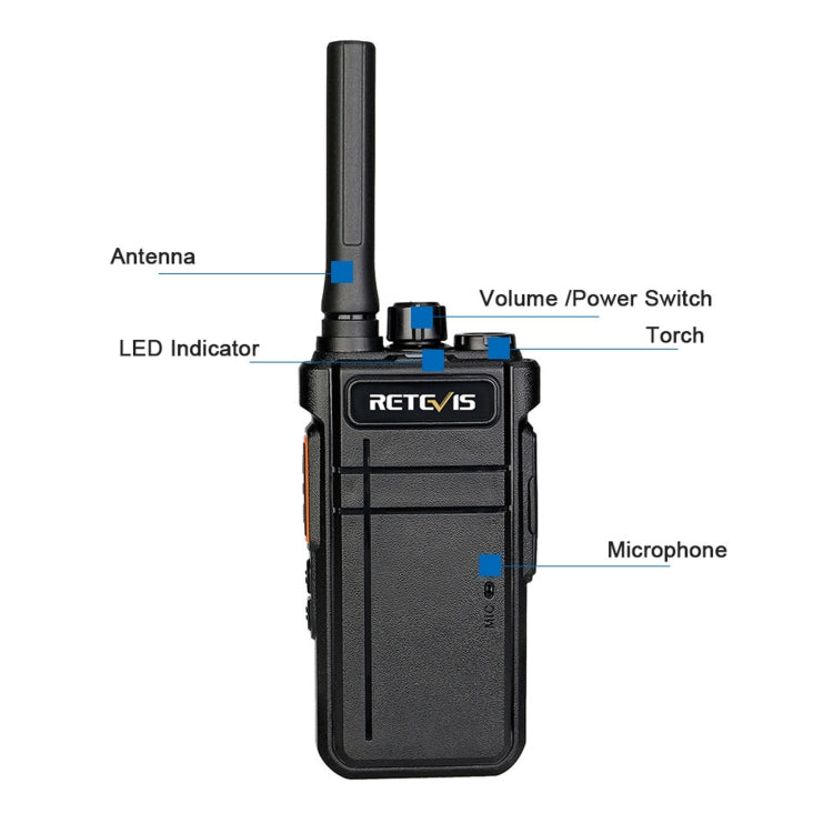 RETEVIS RB637 EU Frequency PMR446 16CHS License-free Two Way Radio Handheld Bluetooth Walkie Talkie, RB637