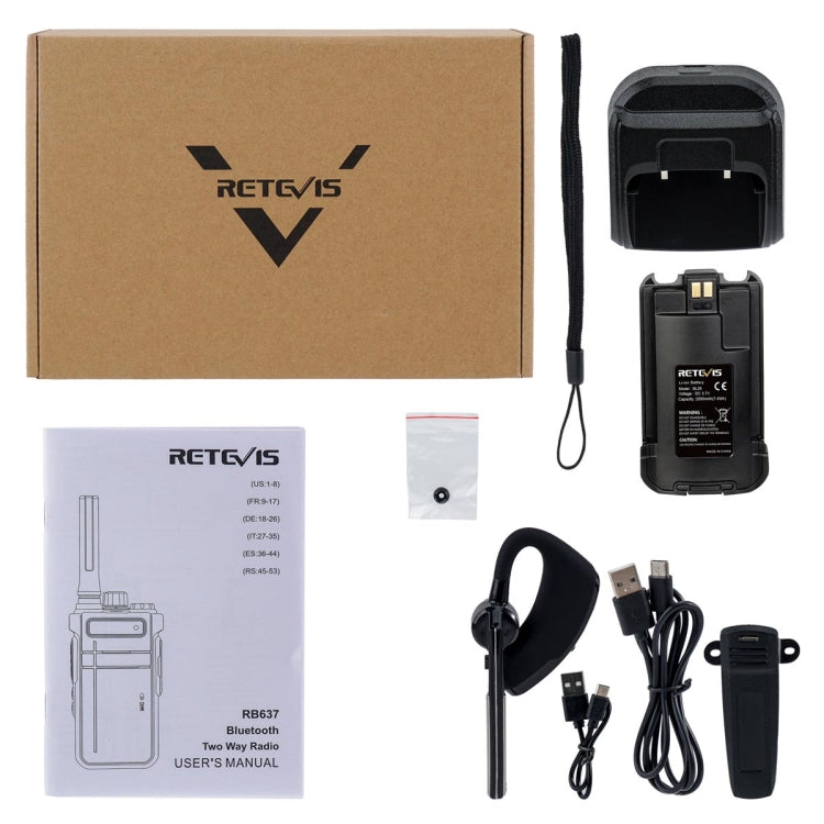 RETEVIS RB637 EU Frequency PMR446 16CHS License-free Two Way Radio Handheld Bluetooth Walkie Talkie, RB637