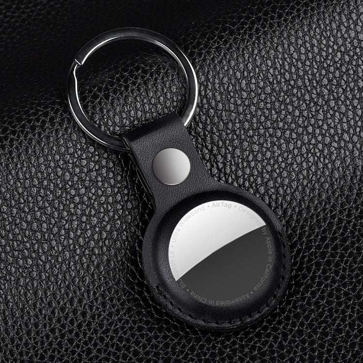 For AirTag 2nd Gen / AirTag 1st Gen Shockproof Anti-scratch Leather Protective Case Cover with Hang Loop Key Chain