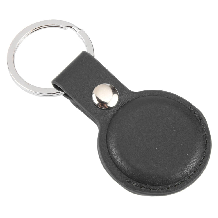 For AirTag 2nd Gen / AirTag 1st Gen Shockproof Anti-scratch Leather Protective Case Cover with Hang Loop Key Chain