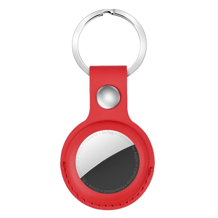 For AirTag 2nd Gen / AirTag 1st Gen Shockproof Anti-scratch Leather Protective Case Cover with Hang Loop Key Chain