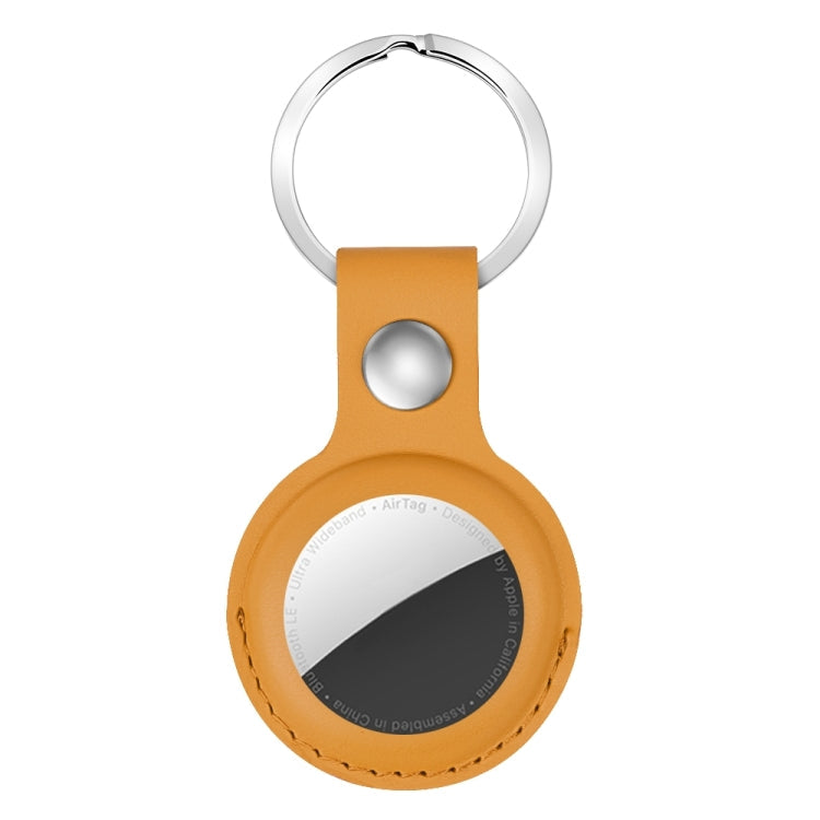 For AirTag 2nd Gen / AirTag 1st Gen Shockproof Anti-scratch Leather Protective Case Cover with Hang Loop Key Chain