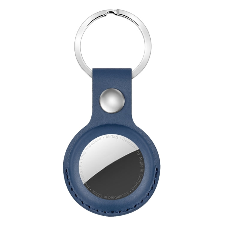 For AirTag 2nd Gen / AirTag 1st Gen Shockproof Anti-scratch Leather Protective Case Cover with Hang Loop Key Chain