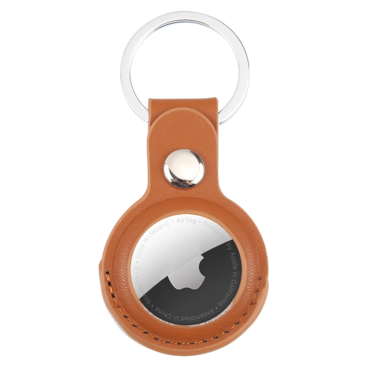 For AirTag 2nd Gen / AirTag 1st Gen Shockproof Anti-scratch Leather Protective Case Cover with Hang Loop Key Chain