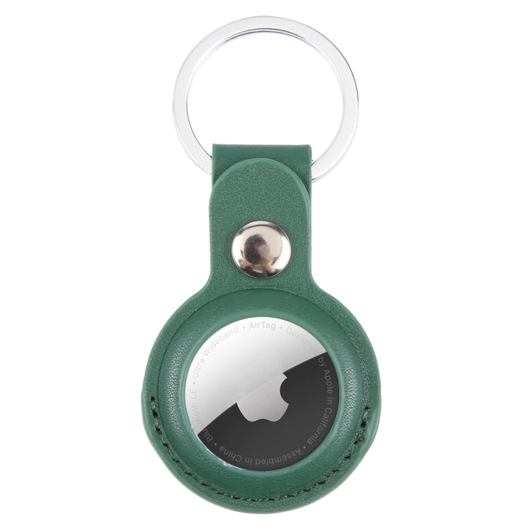 For AirTag 2nd Gen / AirTag 1st Gen Shockproof Anti-scratch Leather Protective Case Cover with Hang Loop Key Chain