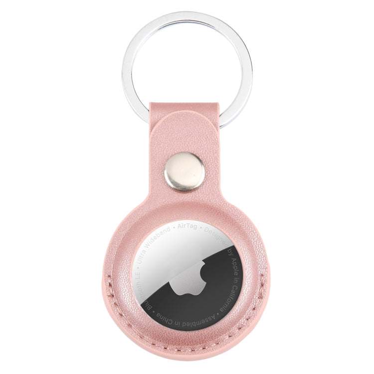 For AirTag 2nd Gen / AirTag 1st Gen Shockproof Anti-scratch Leather Protective Case Cover with Hang Loop Key Chain