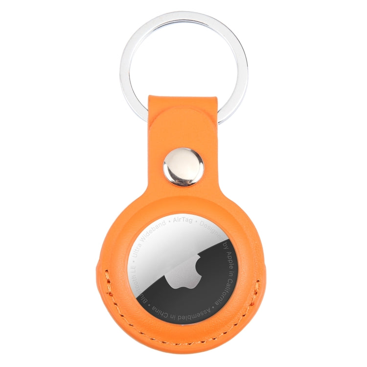 For AirTag 2nd Gen / AirTag 1st Gen Shockproof Anti-scratch Leather Protective Case Cover with Hang Loop Key Chain