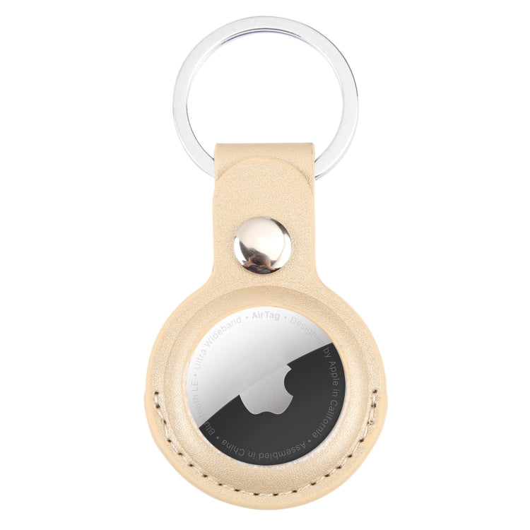 For AirTag 2nd Gen / AirTag 1st Gen Shockproof Anti-scratch Leather Protective Case Cover with Hang Loop Key Chain