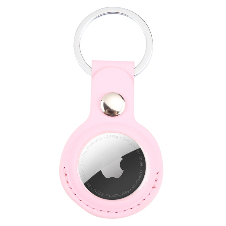 For AirTag 2nd Gen / AirTag 1st Gen Shockproof Anti-scratch Leather Protective Case Cover with Hang Loop Key Chain