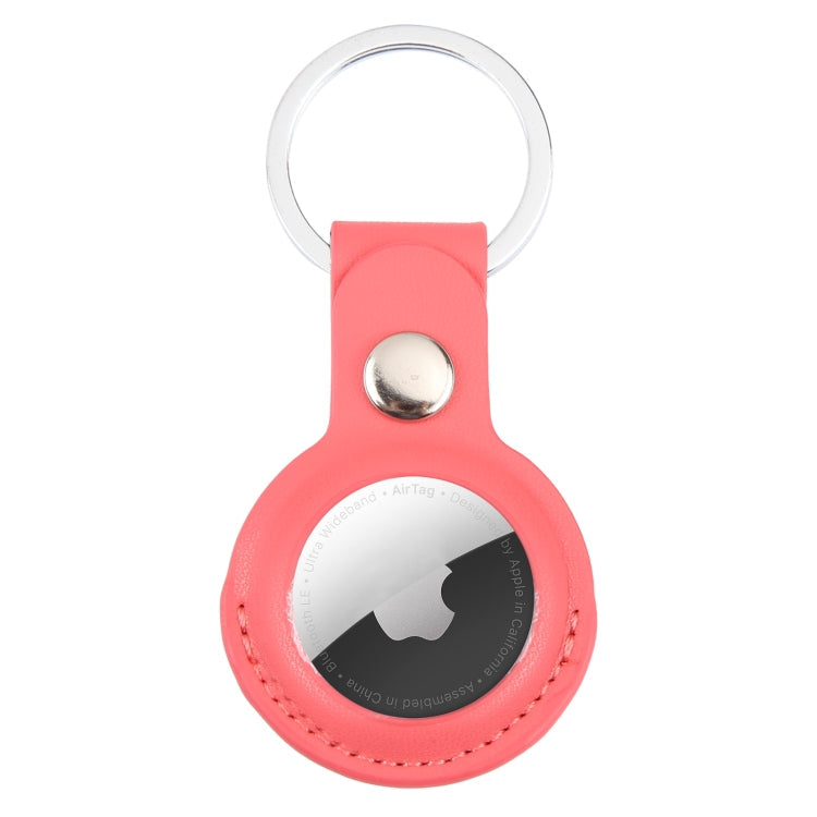 For AirTag 2nd Gen / AirTag 1st Gen Shockproof Anti-scratch Leather Protective Case Cover with Hang Loop Key Chain