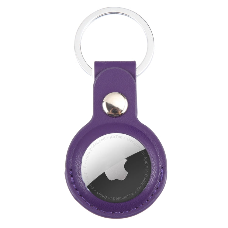 For AirTag 2nd Gen / AirTag 1st Gen Shockproof Anti-scratch Leather Protective Case Cover with Hang Loop Key Chain