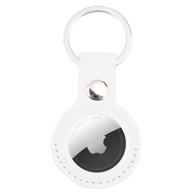 For AirTag 2nd Gen / AirTag 1st Gen Shockproof Anti-scratch Leather Protective Case Cover with Hang Loop Key Chain