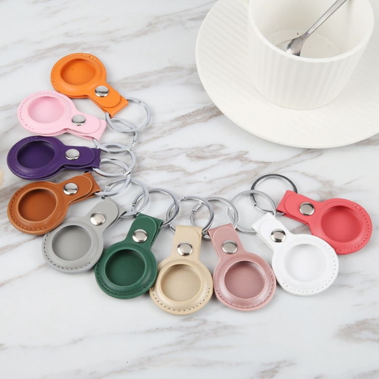 For AirTag 2nd Gen / AirTag 1st Gen Shockproof Anti-scratch Leather Protective Case Cover with Hang Loop Key Chain