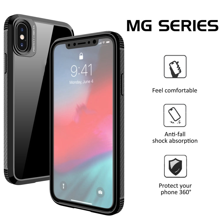 iPAKY MG Series Carbon Fiber Texture Shockproof TPU+ Transparent PC Case, For iPhone XS Max