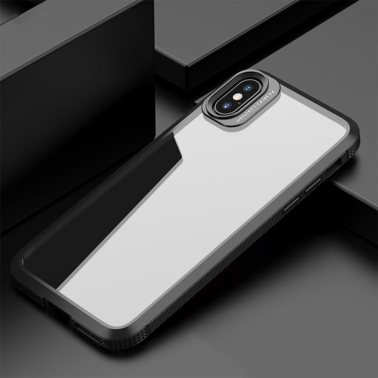 iPAKY MG Series Carbon Fiber Texture Shockproof TPU+ Transparent PC Case, For iPhone XS Max