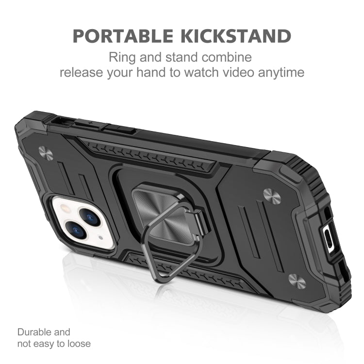 Magnetic Armor Shockproof TPU + PC Case with Metal Ring Holder, For iPhone 13 Pro