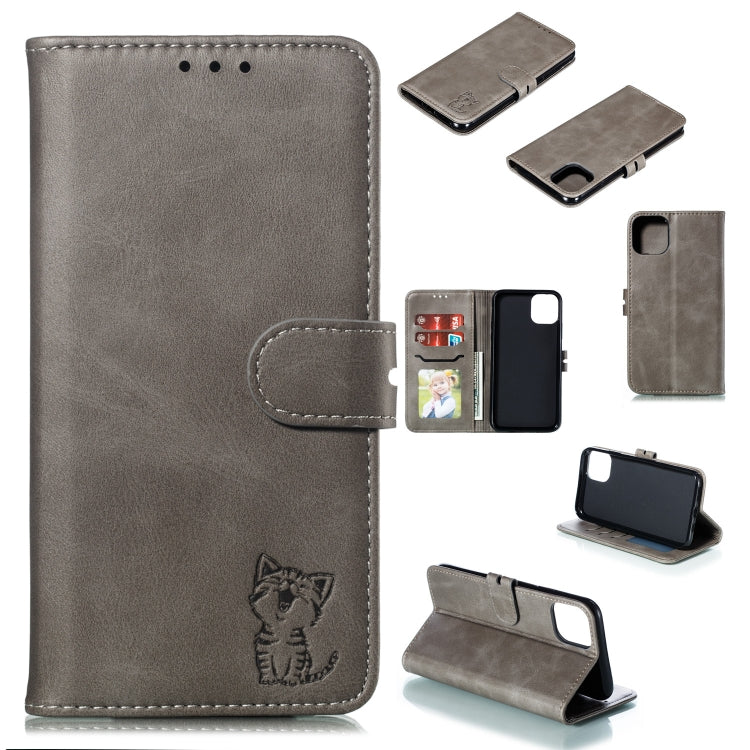Embossed Happy Cat Pattern Horizontal Flip Leather Case with Holder & Card Slots & Wallet, For iPhone 13 mini, For iPhone 13, For iPhone 13 Pro, For iPhone 13 Pro Max