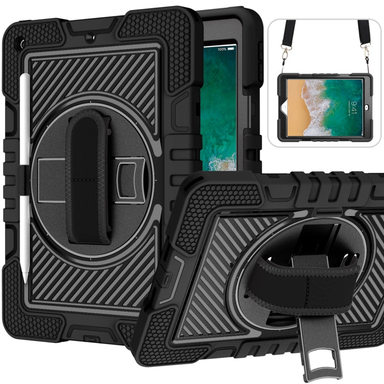 360 Degree Rotation Contrast Color Shockproof Silicone + PC Case with Holder & Hand Grip Strap & Shoulder Strap, For iPad 9.7 2018 / 2017, For iPad 10.2 2021 / 2020 / 2019, For iPad 10.9 / Pro 11 2020 / 2021 / 2018                                      ...