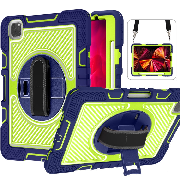 360 Degree Rotation Contrast Color Shockproof Silicone + PC Case with Holder & Hand Grip Strap & Shoulder Strap, For iPad 9.7 2018 / 2017, For iPad 10.2 2021 / 2020 / 2019, For iPad 10.9 / Pro 11 2020 / 2021 / 2018                                      ...
