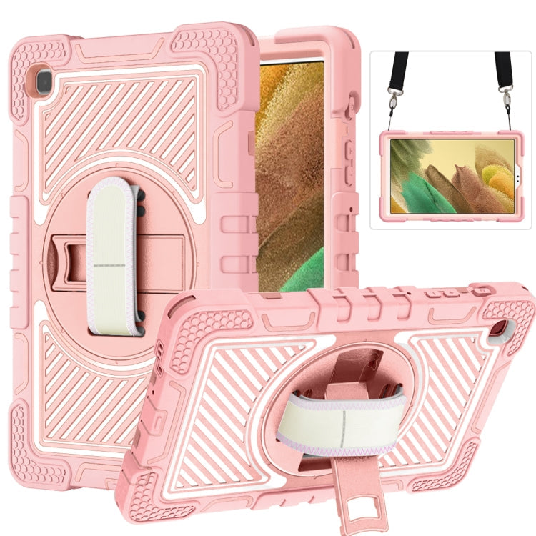 360 Degree Rotation Contrast Color Shockproof Silicone + PC Case with Holder & Hand Grip Strap & Shoulder Strap, For iPad 9.7 2018 / 2017, For iPad 10.2 2021 / 2020 / 2019, For iPad 10.9 / Pro 11 2020 / 2021 / 2018                                      ...
