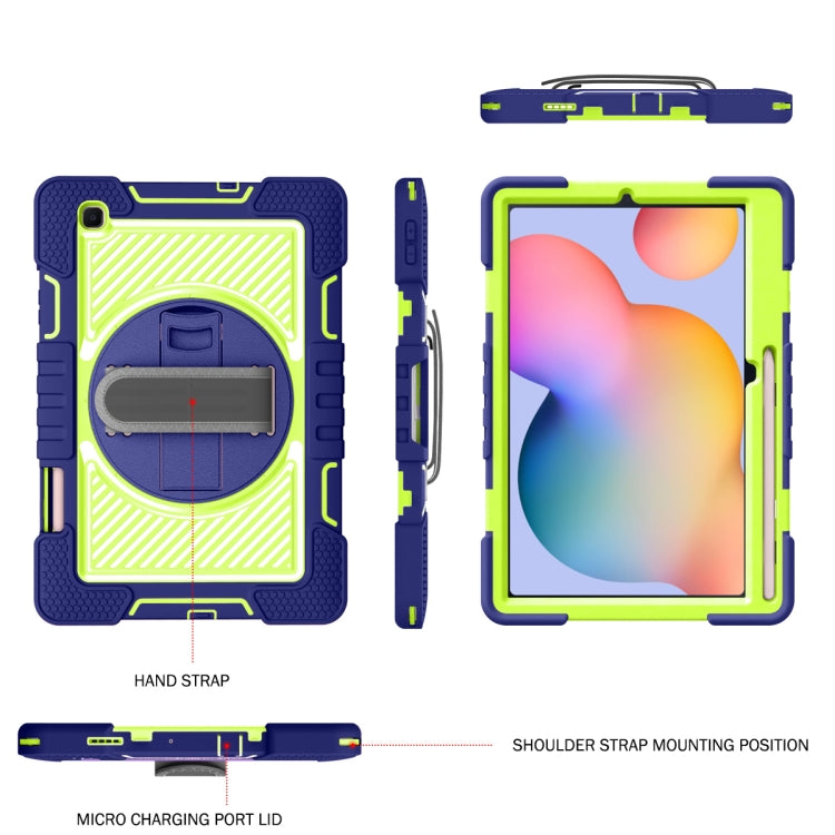360 Degree Rotation Contrast Color Shockproof Silicone + PC Case with Holder & Hand Grip Strap & Shoulder Strap, For Samsung Galaxy Tab S6 Lite P610/P615, For Samsung Galaxy Tab A 10.1 2019 T515, For Samsung Galaxy Tab A 8.0 2019 T290                  ...
