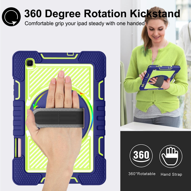 360 Degree Rotation Contrast Color Shockproof Silicone + PC Case with Holder & Hand Grip Strap & Shoulder Strap, For Samsung Galaxy Tab S6 Lite P610/P615, For Samsung Galaxy Tab A 10.1 2019 T515, For Samsung Galaxy Tab A 8.0 2019 T290                  ...