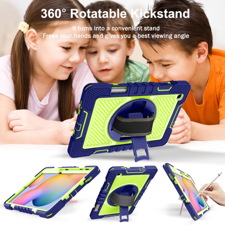 360 Degree Rotation Contrast Color Shockproof Silicone + PC Case with Holder & Hand Grip Strap & Shoulder Strap, For Samsung Galaxy Tab S6 Lite P610/P615, For Samsung Galaxy Tab A 10.1 2019 T515, For Samsung Galaxy Tab A 8.0 2019 T290                  ...