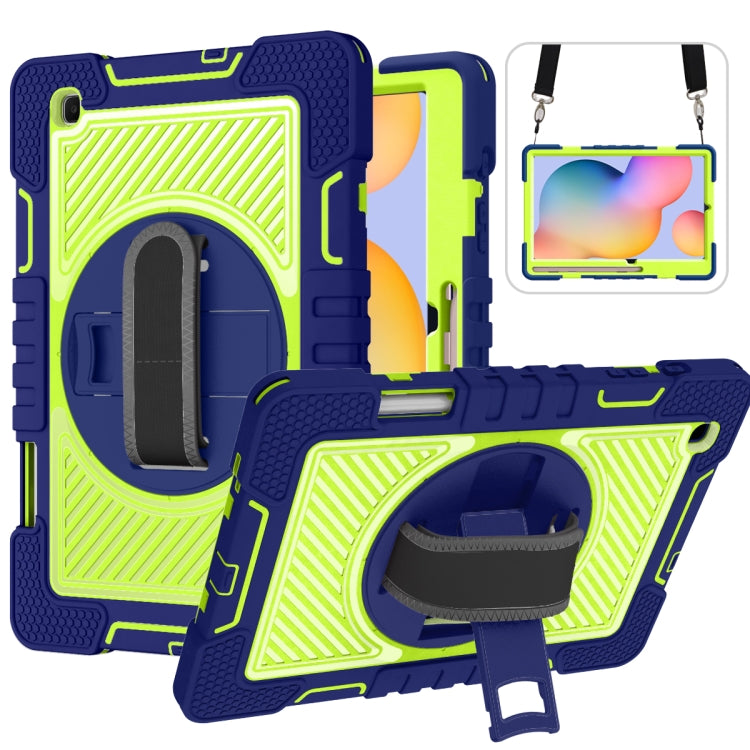 360 Degree Rotation Contrast Color Shockproof Silicone + PC Case with Holder & Hand Grip Strap & Shoulder Strap, For Samsung Galaxy Tab S6 Lite P610/P615, For Samsung Galaxy Tab A 10.1 2019 T515, For Samsung Galaxy Tab A 8.0 2019 T290                  ...