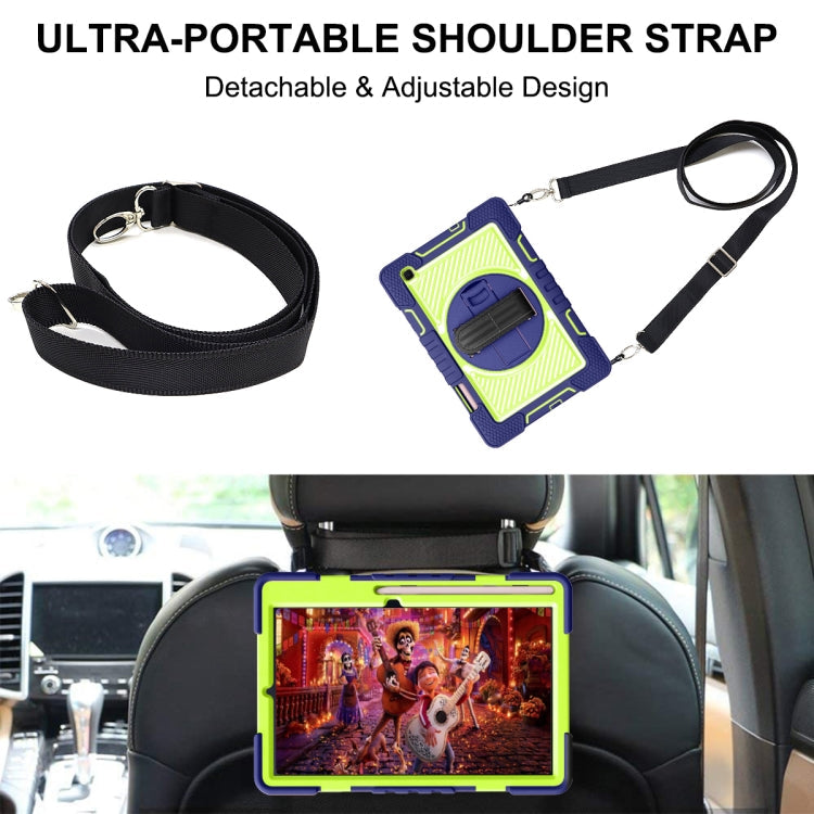 360 Degree Rotation Contrast Color Shockproof Silicone + PC Case with Holder & Hand Grip Strap & Shoulder Strap, For Samsung Galaxy Tab S6 Lite P610/P615, For Samsung Galaxy Tab A 10.1 2019 T515, For Samsung Galaxy Tab A 8.0 2019 T290                  ...