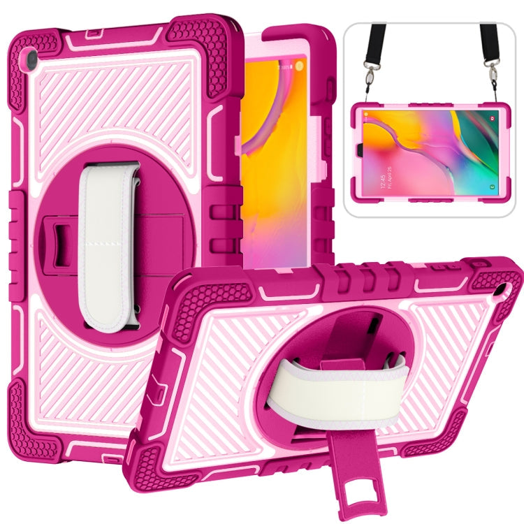 360 Degree Rotation Contrast Color Shockproof Silicone + PC Case with Holder & Hand Grip Strap & Shoulder Strap, For Samsung Galaxy Tab S6 Lite P610/P615, For Samsung Galaxy Tab A 10.1 2019 T515, For Samsung Galaxy Tab A 8.0 2019 T290                  ...