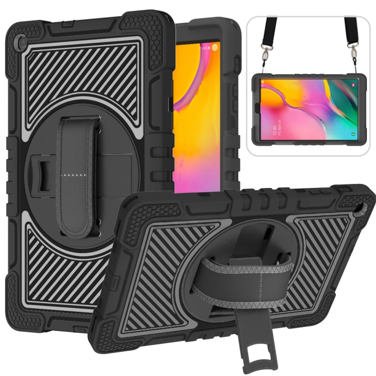 360 Degree Rotation Contrast Color Shockproof Silicone + PC Case with Holder & Hand Grip Strap & Shoulder Strap, For Samsung Galaxy Tab S6 Lite P610/P615, For Samsung Galaxy Tab A 10.1 2019 T515, For Samsung Galaxy Tab A 8.0 2019 T290                  ...