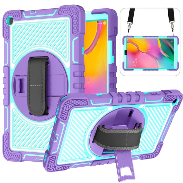 360 Degree Rotation Contrast Color Shockproof Silicone + PC Case with Holder & Hand Grip Strap & Shoulder Strap, For Samsung Galaxy Tab S6 Lite P610/P615, For Samsung Galaxy Tab A 10.1 2019 T515, For Samsung Galaxy Tab A 8.0 2019 T290                  ...