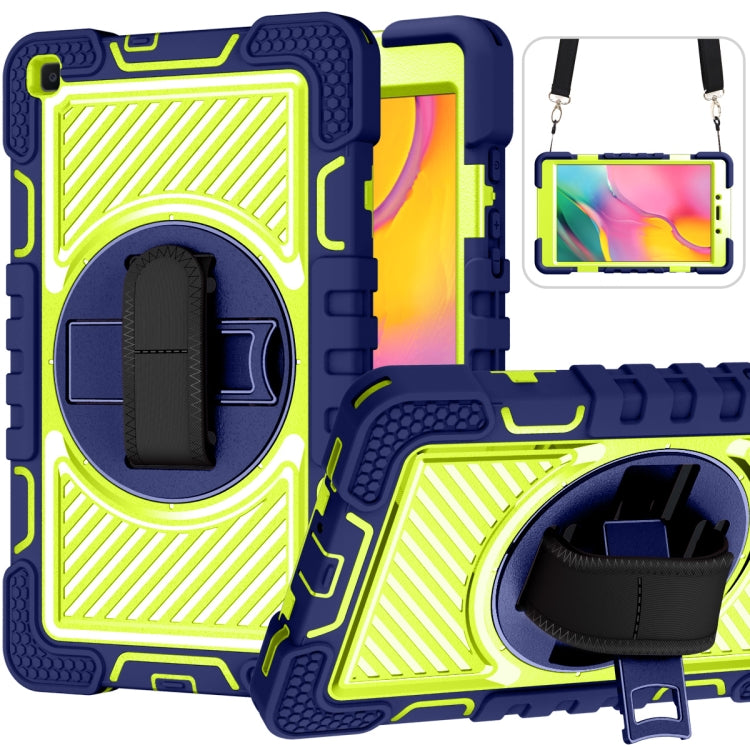 360 Degree Rotation Contrast Color Shockproof Silicone + PC Case with Holder & Hand Grip Strap & Shoulder Strap, For Samsung Galaxy Tab S6 Lite P610/P615, For Samsung Galaxy Tab A 10.1 2019 T515, For Samsung Galaxy Tab A 8.0 2019 T290                  ...