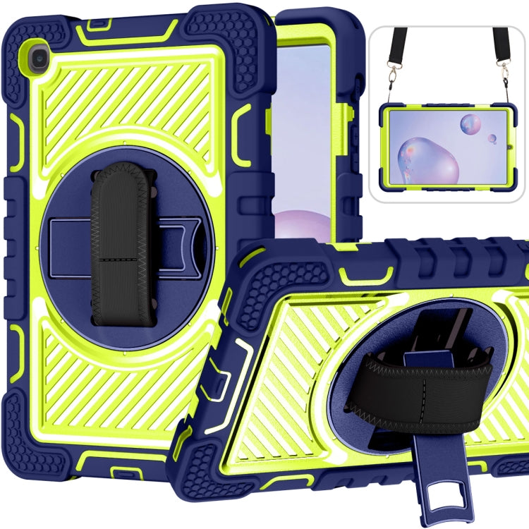 360 Degree Rotation Contrast Color Shockproof Silicone + PC Case with Holder & Hand Grip Strap & Shoulder Strap, For Samsung Galaxy Tab S6 Lite P610/P615, For Samsung Galaxy Tab A 10.1 2019 T515, For Samsung Galaxy Tab A 8.0 2019 T290                  ...