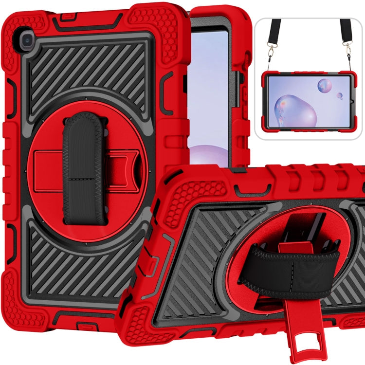 360 Degree Rotation Contrast Color Shockproof Silicone + PC Case with Holder & Hand Grip Strap & Shoulder Strap, For Samsung Galaxy Tab S6 Lite P610/P615, For Samsung Galaxy Tab A 10.1 2019 T515, For Samsung Galaxy Tab A 8.0 2019 T290                  ...