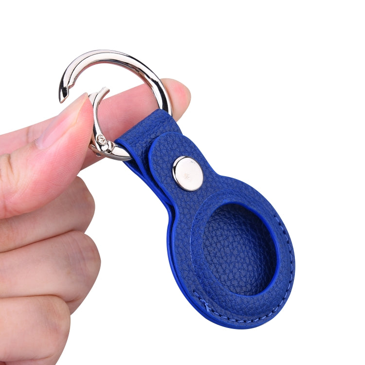 Litchi Texture Leather Protective Case with Key Ring for AirTag 2nd Gen / AirTag 1st Gen