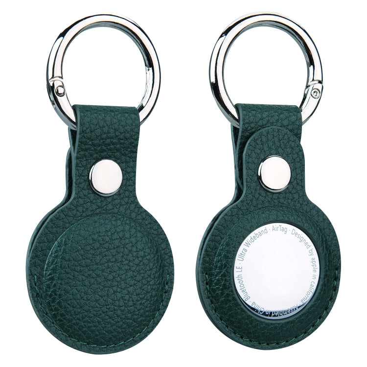Litchi Texture Leather Protective Case with Key Ring for AirTag 2nd Gen / AirTag 1st Gen