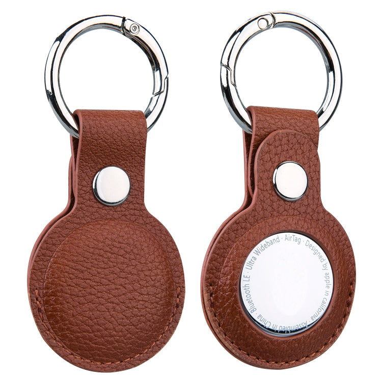 Litchi Texture Leather Protective Case with Key Ring for AirTag 2nd Gen / AirTag 1st Gen