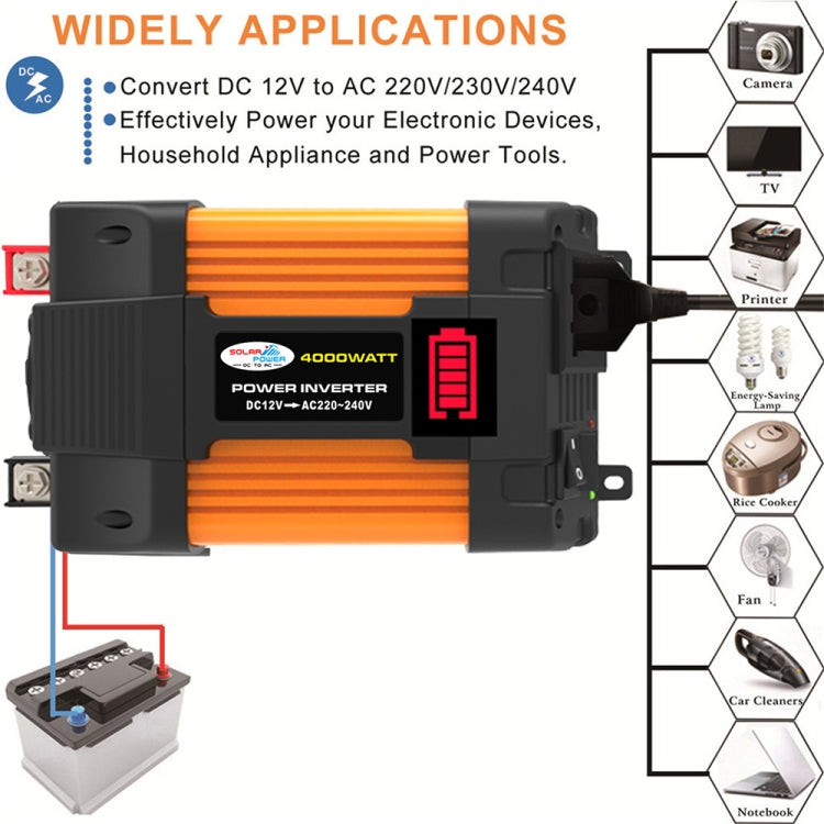 Little Wasp 12V to 220V 4000W Car Power Inverter with LED Display & Dual USB, 12V to 220V 4000W