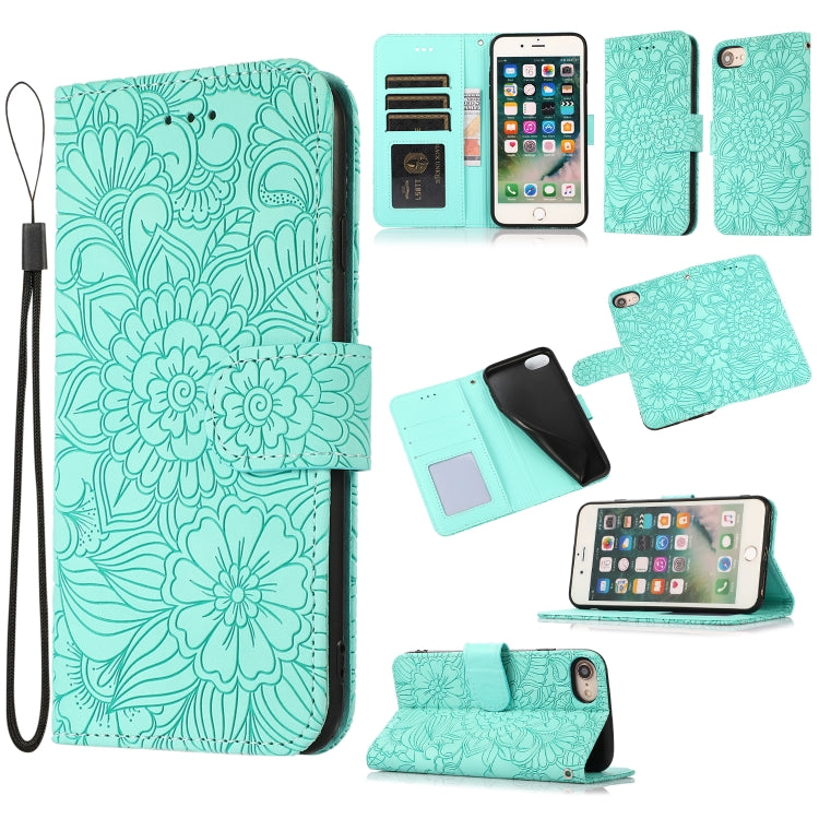 Skin Feel Embossed Sunflower Horizontal Flip Leather Case with Holder & Card Slots & Wallet & Lanyard, For iPhone X / XS, For iPhone XS Max, For iPhone 6 / 6s, For iPhone 6 Plus / 6s Plus