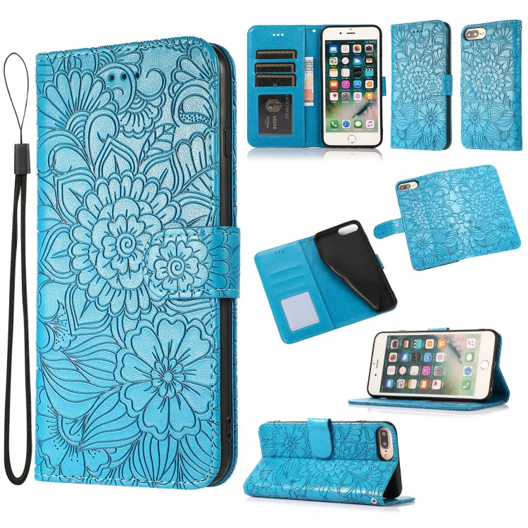 Skin Feel Embossed Sunflower Horizontal Flip Leather Case with Holder & Card Slots & Wallet & Lanyard, For iPhone X / XS, For iPhone XS Max, For iPhone 6 / 6s, For iPhone 6 Plus / 6s Plus